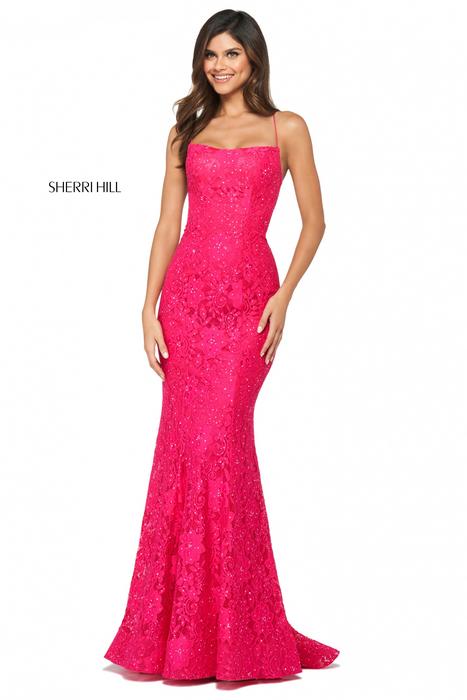 Sherri Hill Lace Corset Dress 55110 Red / 6