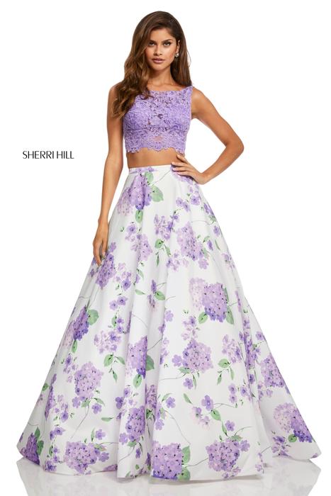 sherri hill purple floral dress