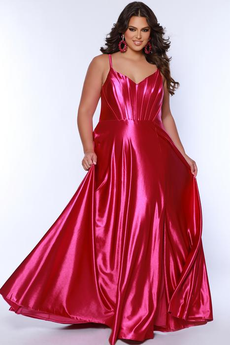 Sydneys Closet SC7390 Long Fitted Plus Size Strapless Corset Ruched Maxi  Slit Train Pageant Dress Formal Gown