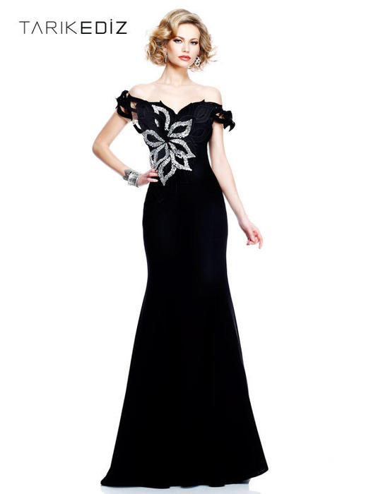 slim fit dress slacks Black/Gold Ombr Lurex Bustier Gown with Train