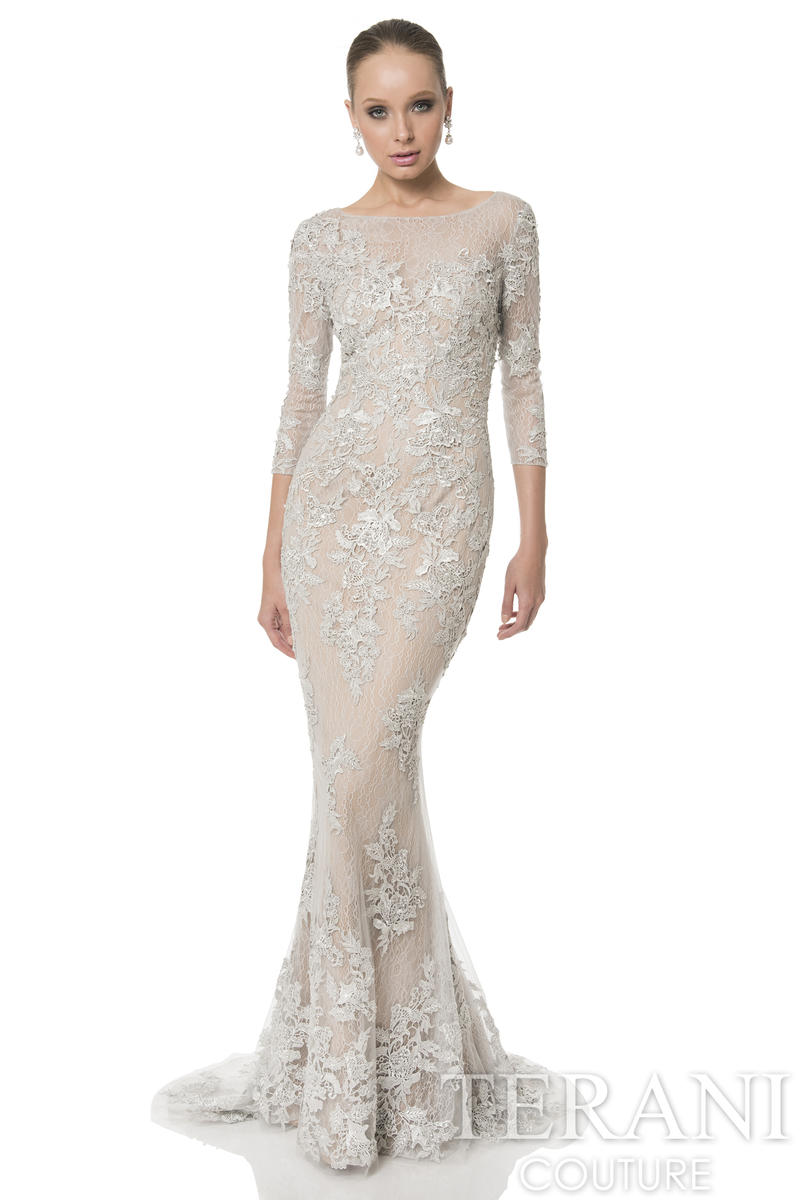 glamour by terani couture beaded trumpet dress