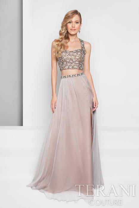 slim fit dress slacks Gray two pieces mermaid long prom dress gray evening dress – dresstby main image 1