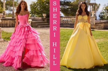 Sherri Hill Prom 2025 Pink Ballgown 57225 and yellow ballgown 57035