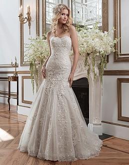 Venice lace, tulle, beaded appliques and chantilly lace mermaid embellished by a