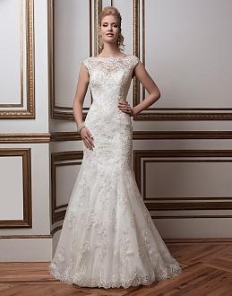 Soutache lace, tulle and satin fit and flare complemented by a sabrina neckline.