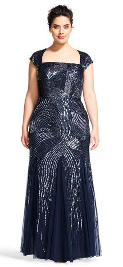 Luxe Collection Navy Beaded  Gown 5474091906170