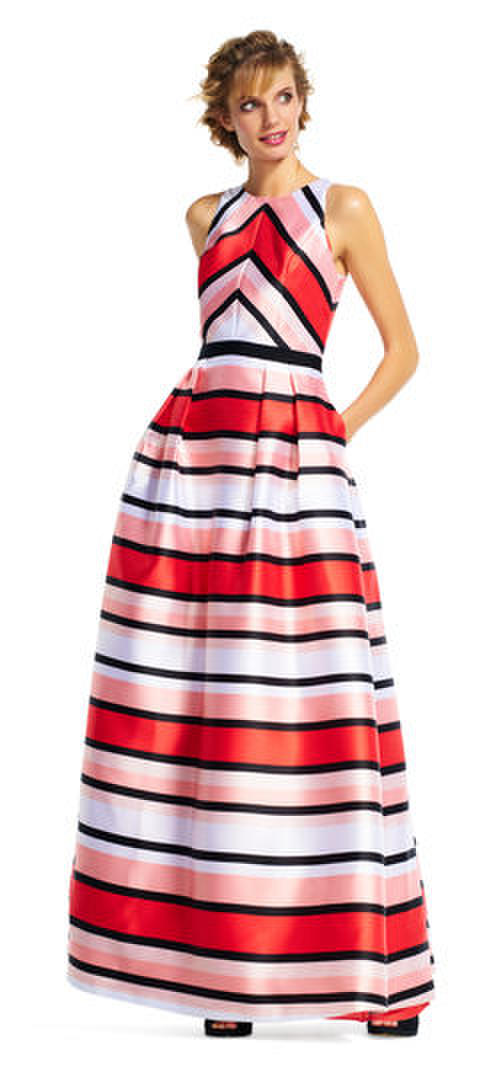 Luxe Collection Coral & Navy Geometric Print Gown 54741E200792