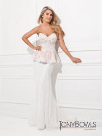 Ivory/Nude Tony Bowls Evening Gown
