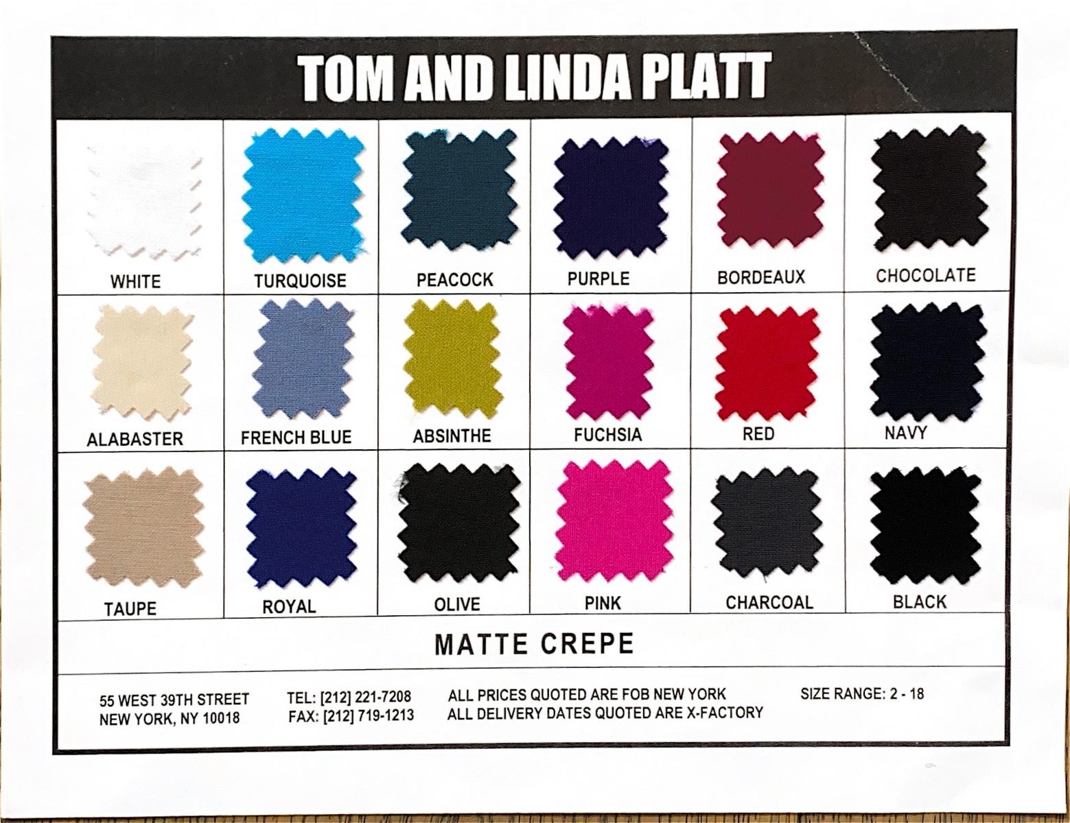 Tom and Linda Platt  Matte Crepe Swatches