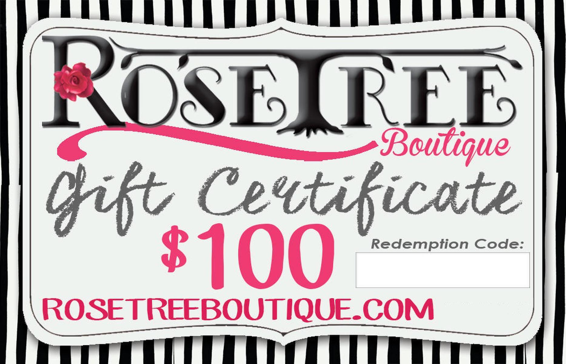 RoseTree Gift Certificate $100 Gift Certificate