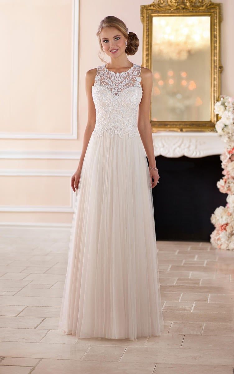 HIGH NECK WEDDING DRESS WITH LACE BACK 6284