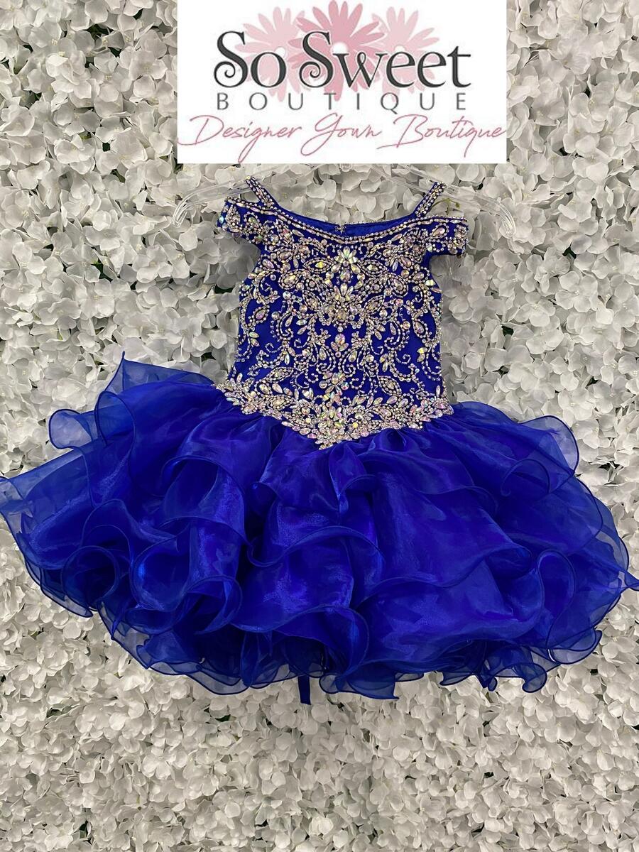Little Rosie Girls Cupcake Pageant Dress - Royal Blue - Size 5
