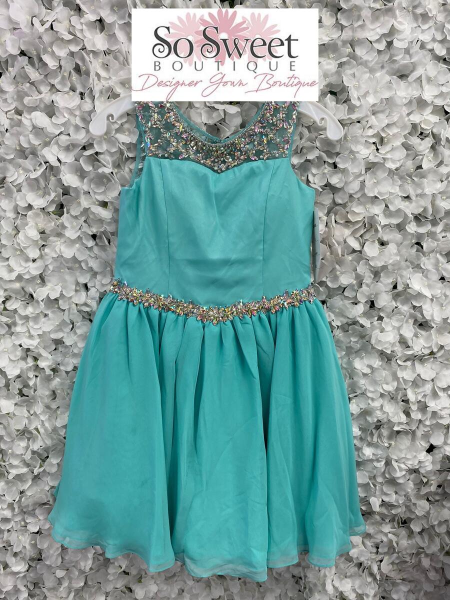 Little Rosie Girls Short Pageant Dress - Aqua -Size 14 JR006