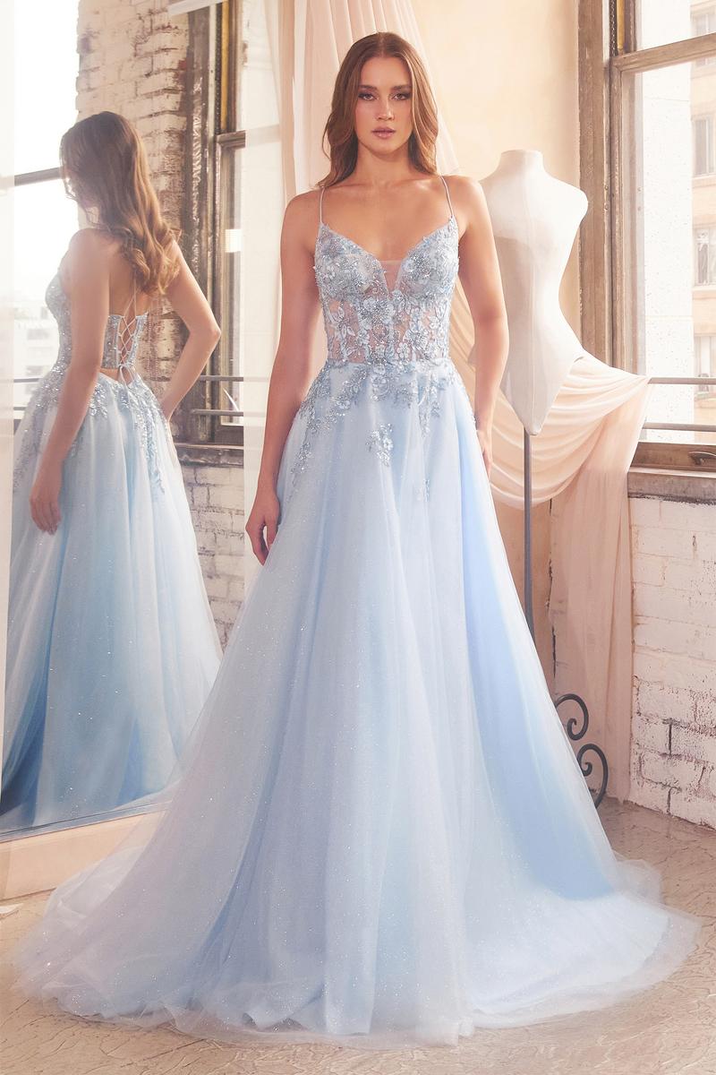 Long Tulle Prom Dress With Corset Bodice And Lace Applique