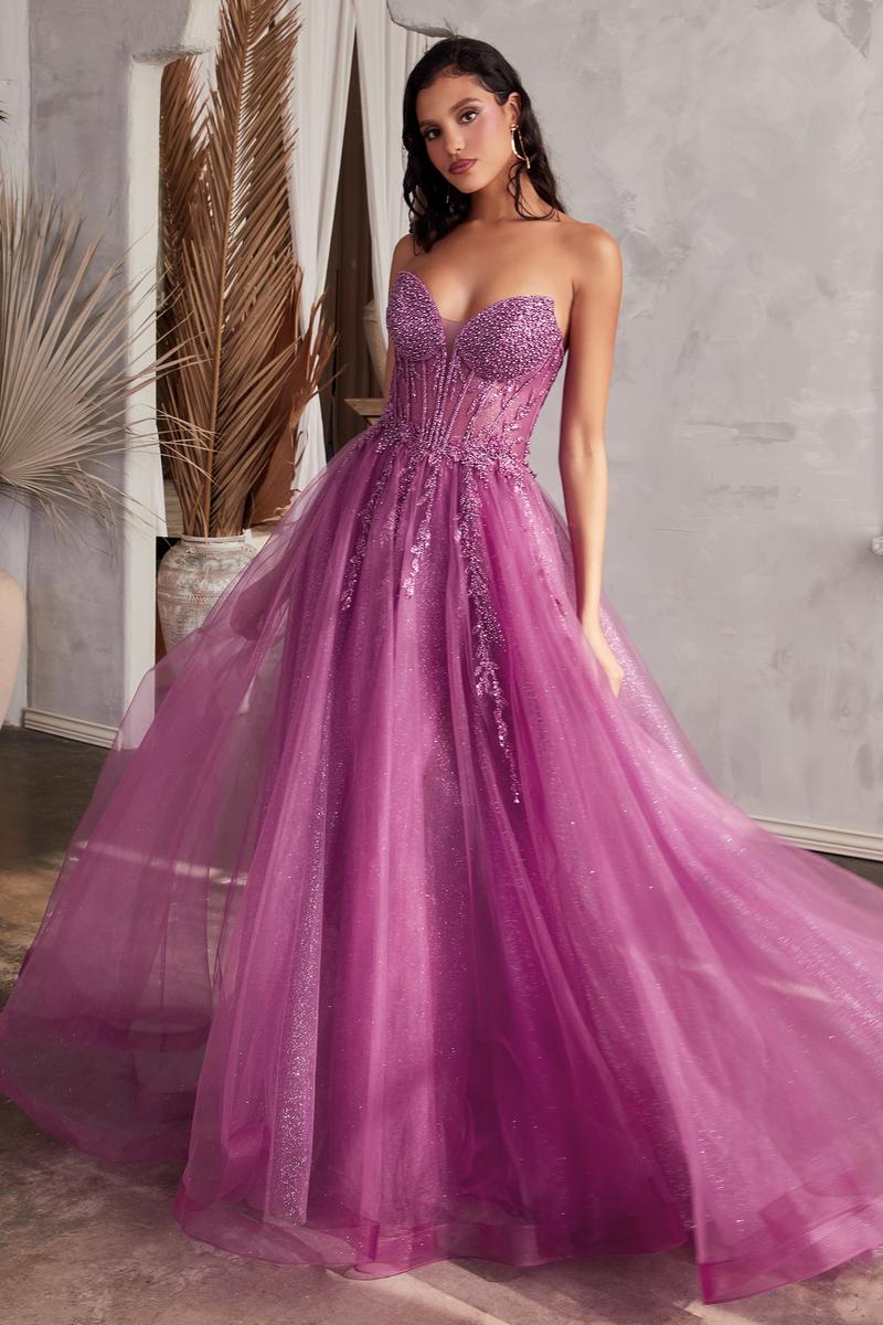 Ladivine- Beaded Appliqued A-Line Prom Gown CD0230 