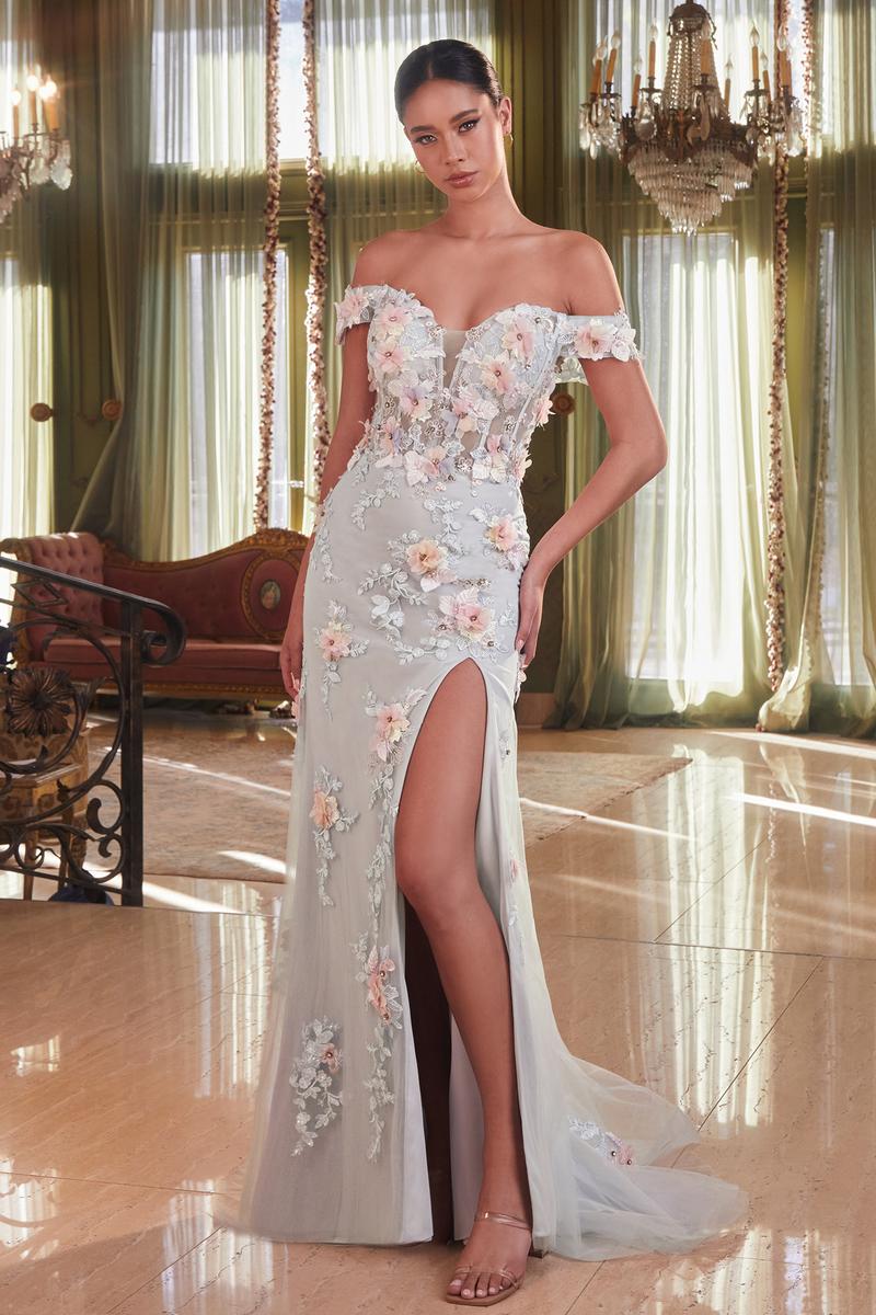 Ladivine-- Corset Off-Shoulder 3D Floral Embellished Prom Dress CD005