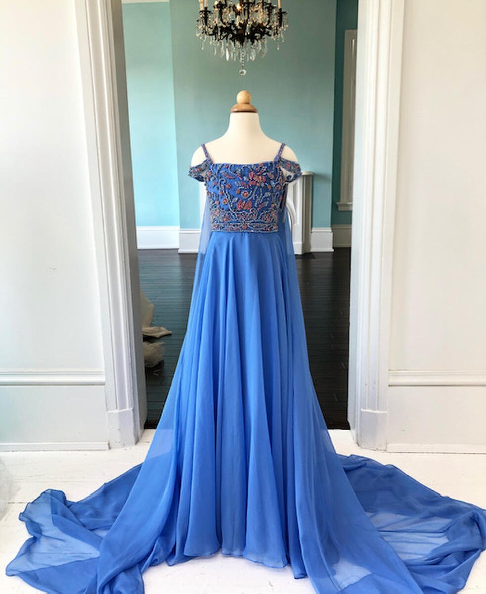 Sherri Hill Children's Pageant gown with chiffon train