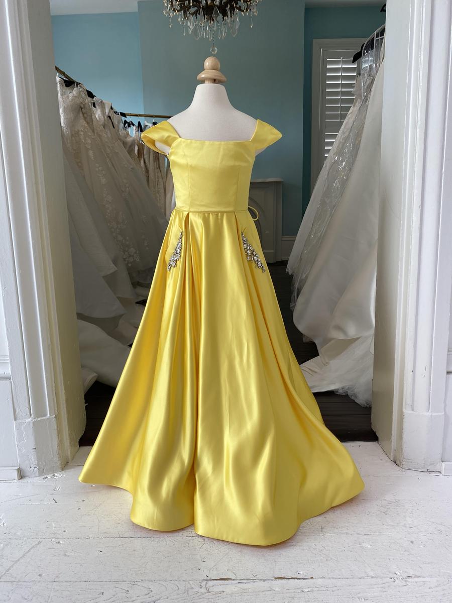 Sherri Hill children's little girl's yellow pageant gown K53840