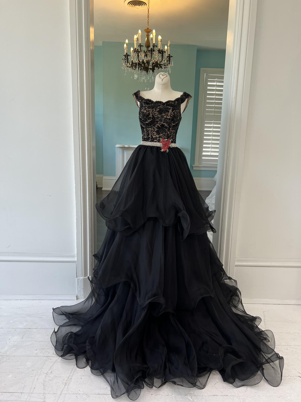 Sherri Hill Couture Black Ballgown Pageant Gown Black Rose