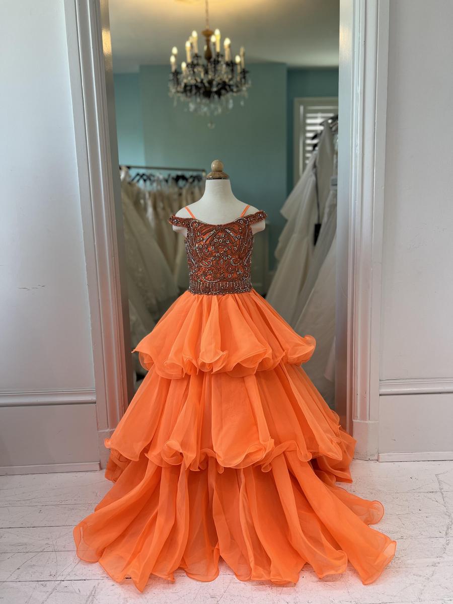 Sherri Hill children's Little Girl's Orange Dreamsicle Pageant Ballgown K56721