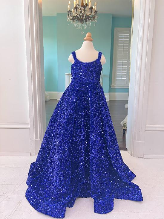 Sherri Hill Children's Royal Blue Sequin Pageant Gown K55308