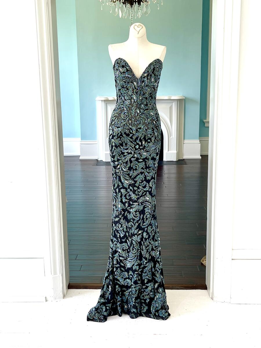 Sherri Hill Couture Black Beaded Pageant Gown