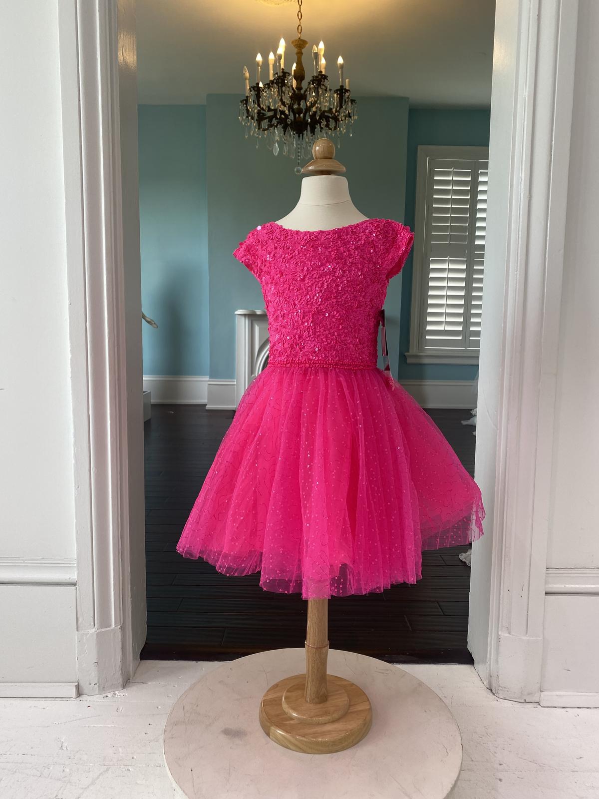 Sherri Hill Children's little girl neon pink cocktail short pageant dress