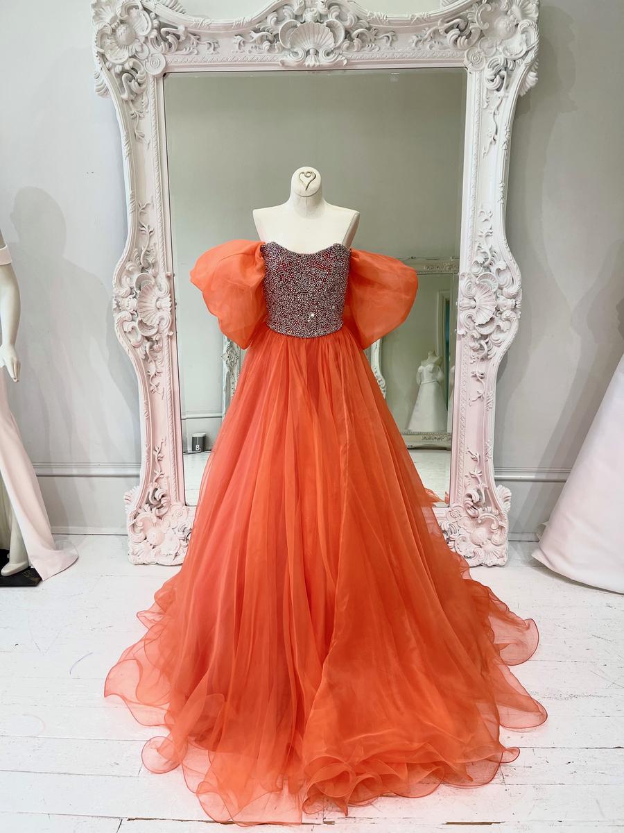 Sherri Hill Couture Coral Orange Pageant Ballgown 45683