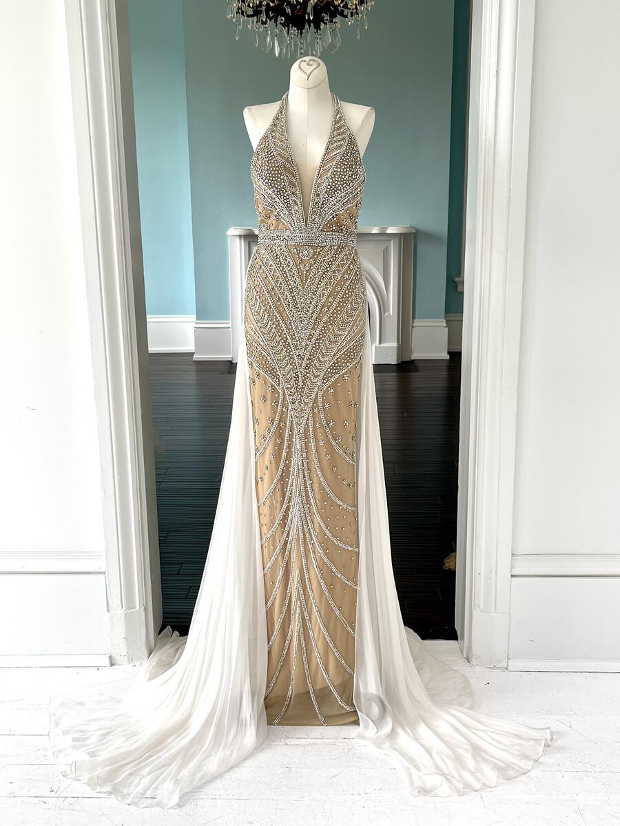 Sherri Hill Couture Nude Beaded Pageant Gown