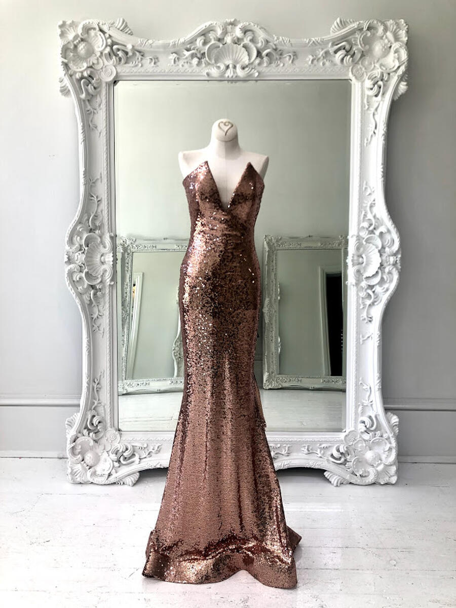 Juan Carlos Pinera fully sequins beaded fitted gown