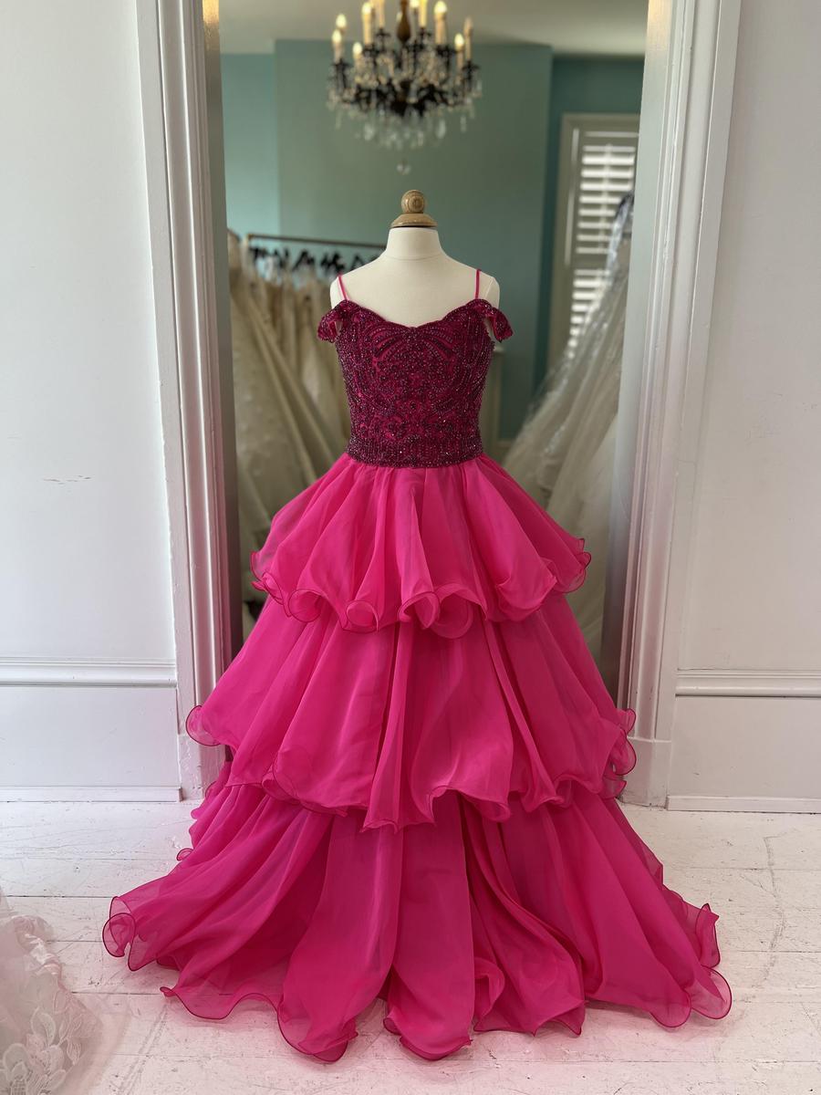 Sherri Hill Bright Pink Fuchsia children's little girls pageant gown K56721