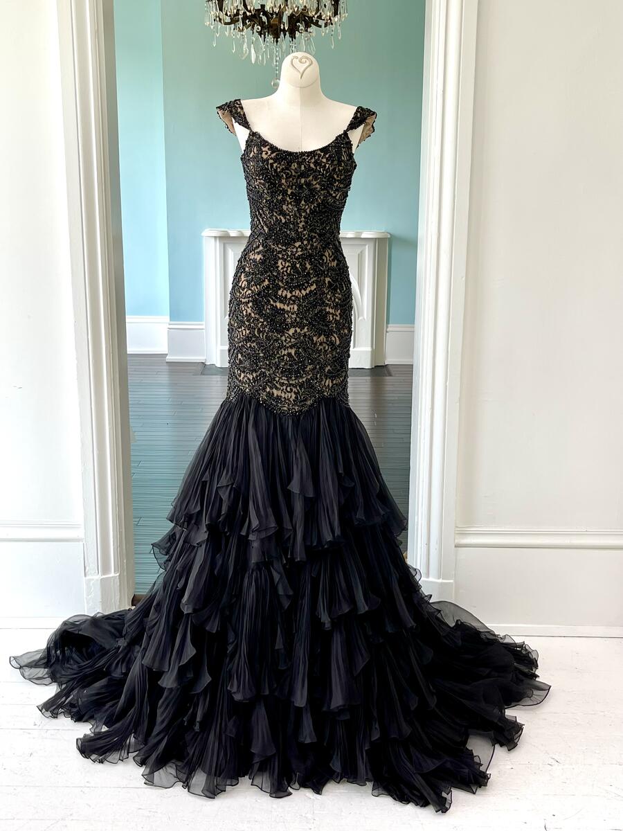 Sherri Hill Couture Black Mermaid Pageant Gown 44353