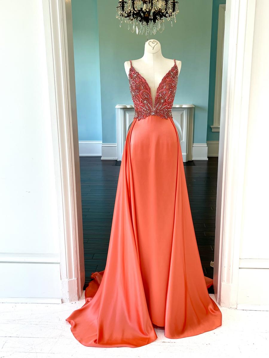 Sherri Hill Couture Coral Pageant Gown 45064X