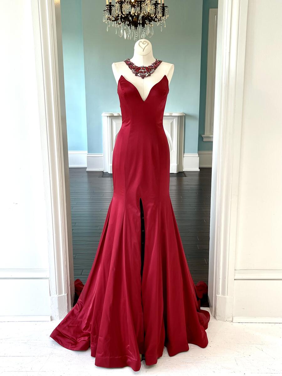 Sherri Hill Couture Red Fitted Mermaid Pageant Gown 44291