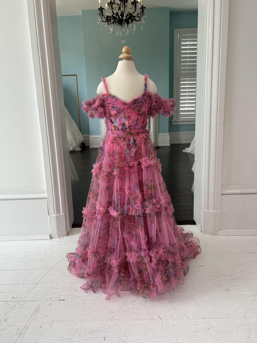 Sherri Hill Children's Little Girls Pink Floral Ballgown FLORAL LONG