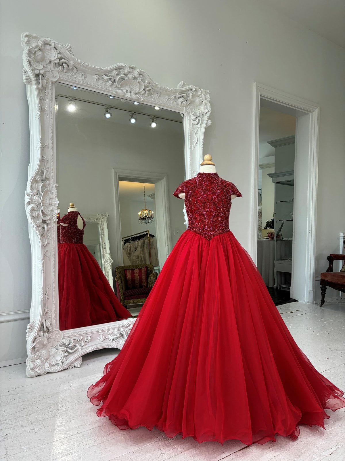  Sherri Hill Children's Red organza pageant ballgown K67239