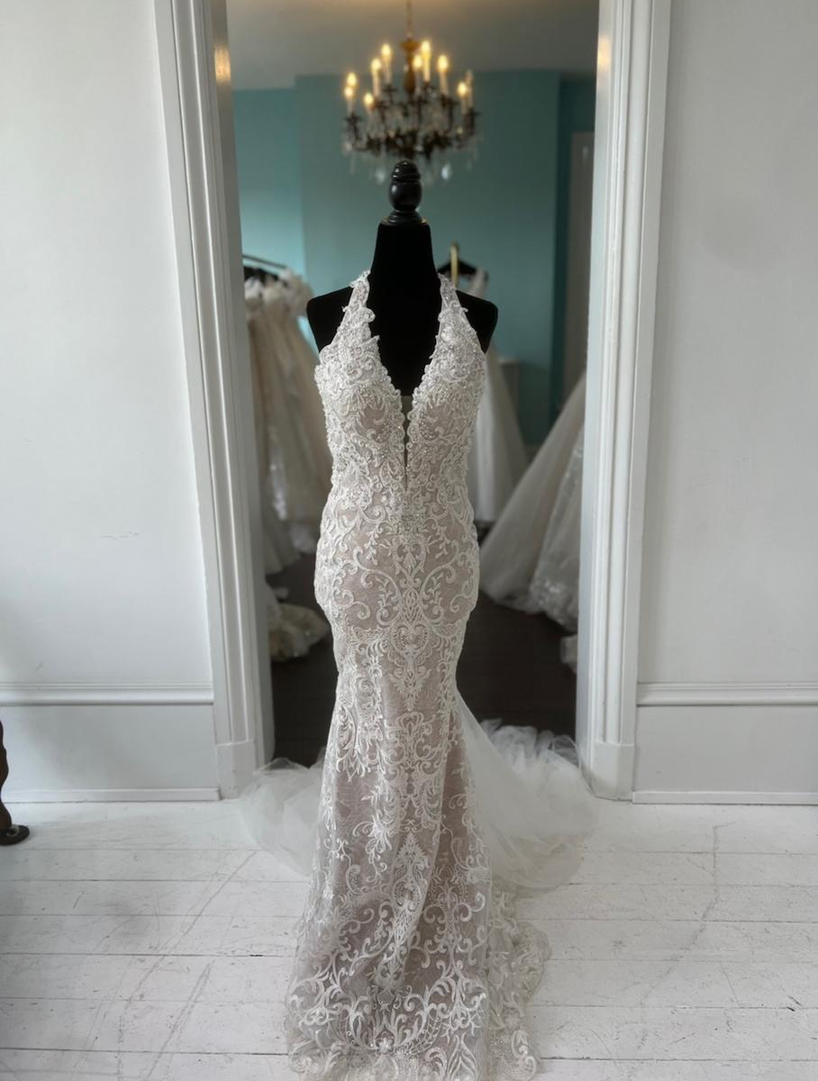 Sherri Hill halter lace fitted wedding dress SH439