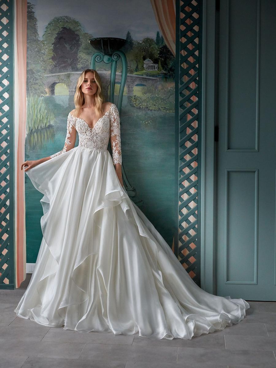 Nicole Milano Camelia long sleeve lace wedding dress