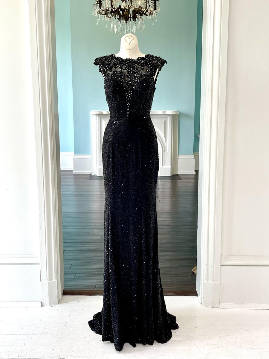 Sherri Hill Couture Black Beaded Pageant Gown 44064
