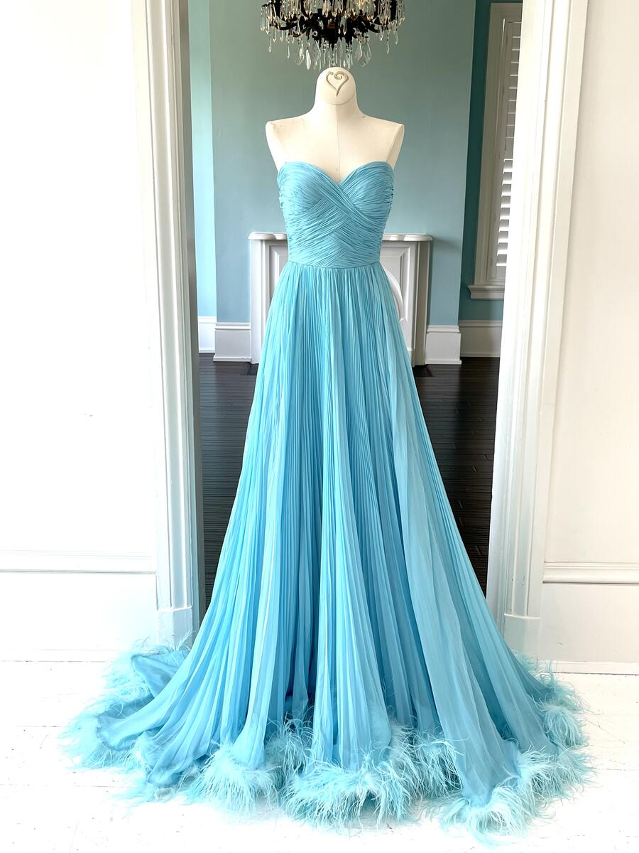 Sherri Hill Couture Aqua Chiffon Pageant Gown