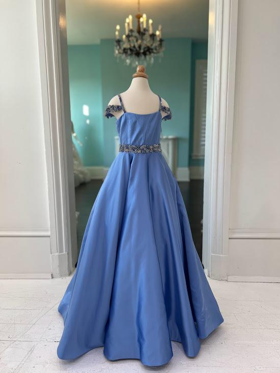 Sherri Hill Periwinkle Satin Children's Pageant Gown