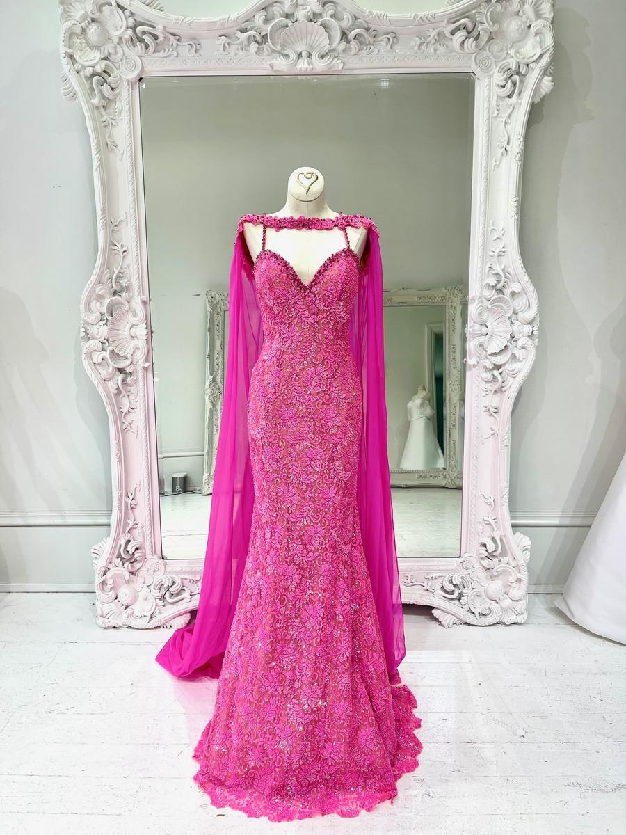 Sherri Hill Couture Pink Fuchsia Lace Pageant Gown 44491