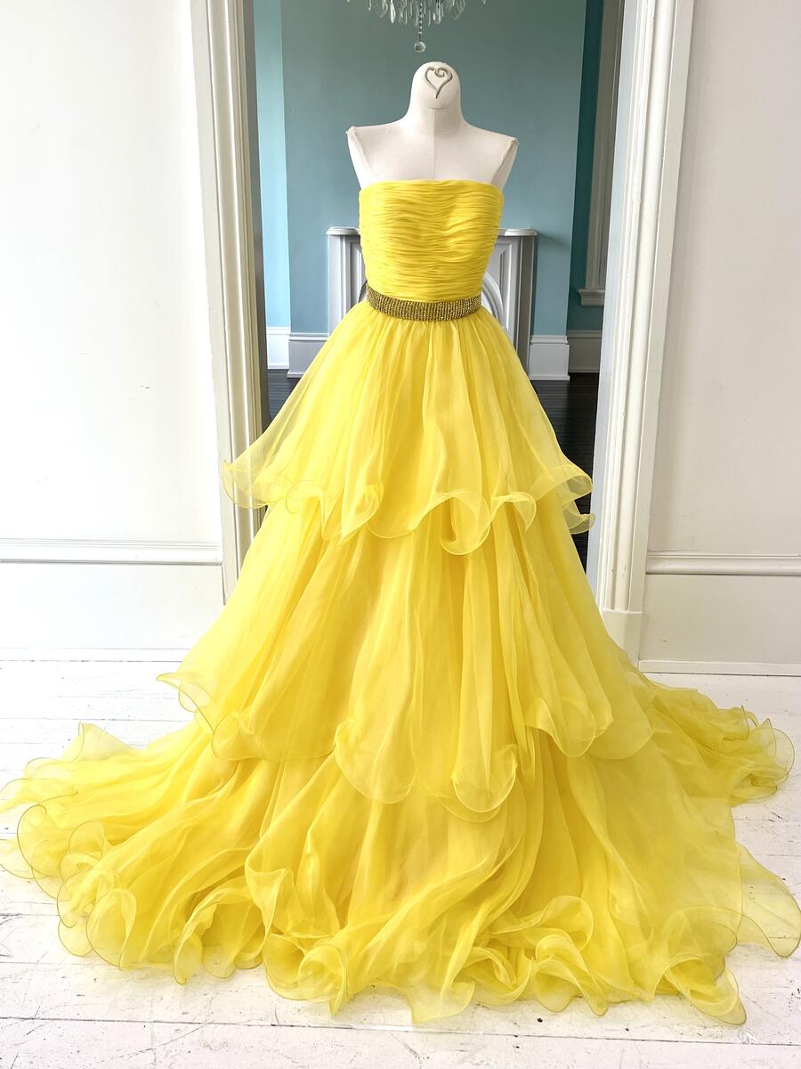 Sherri Hill Couture Yellow Pageant Ballgown