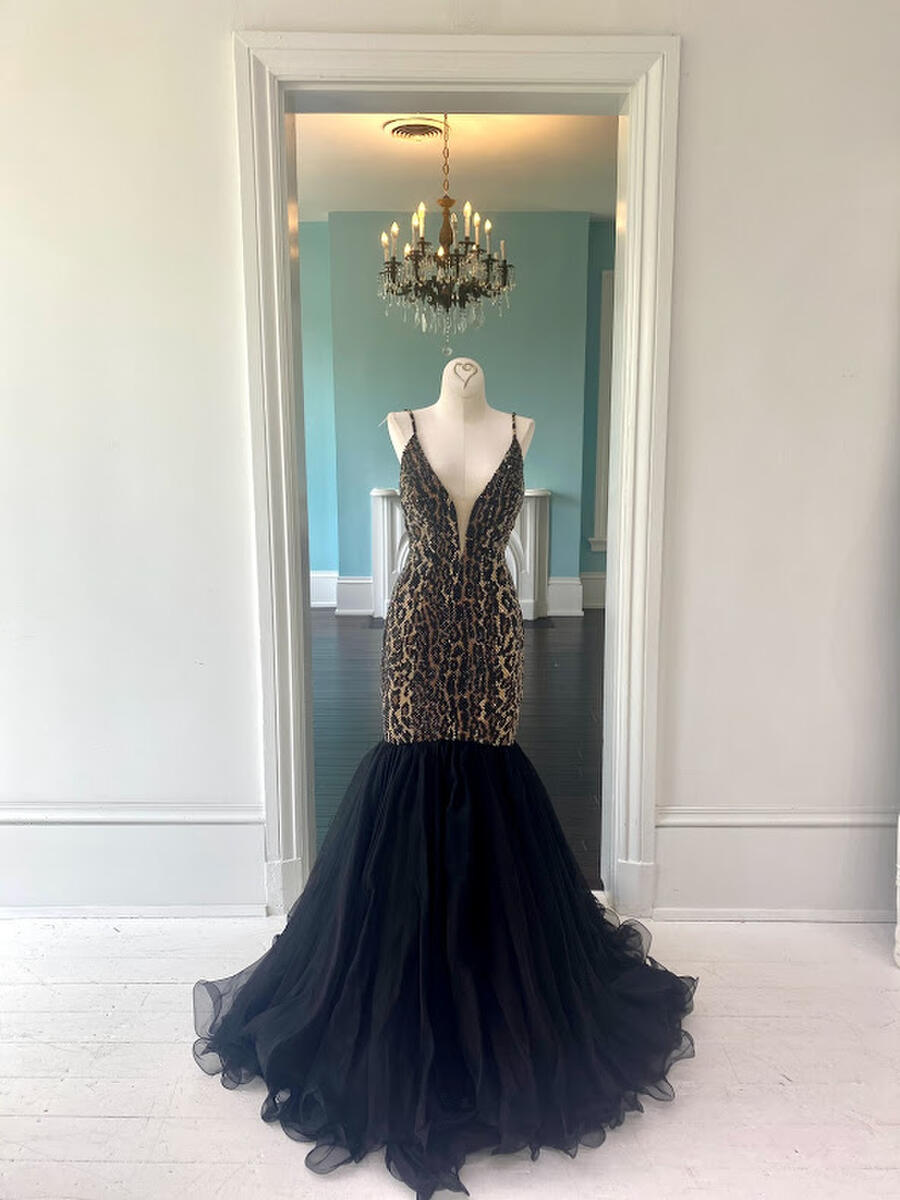 Sherri Hill couture leopard crystal pageant gown