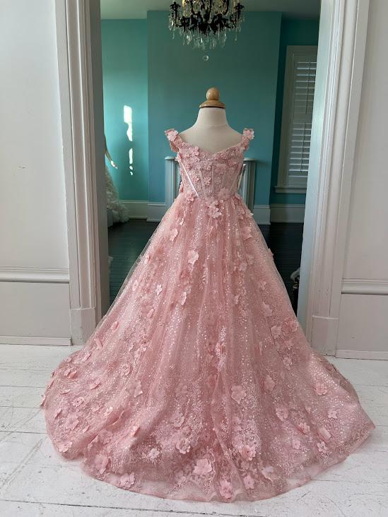 Sherri Hill Children's Pink Floral Pageant Dress K54357