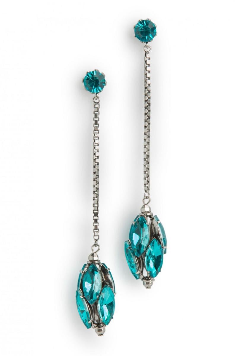 Sherri Hill long drop crystal prom pageant earrings H57194