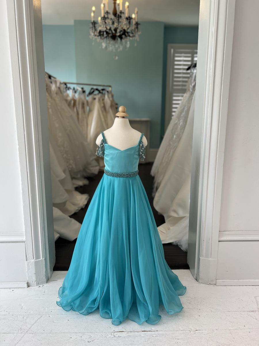 Sherri Hill Children's little girls aqua blue pageant gown K51259