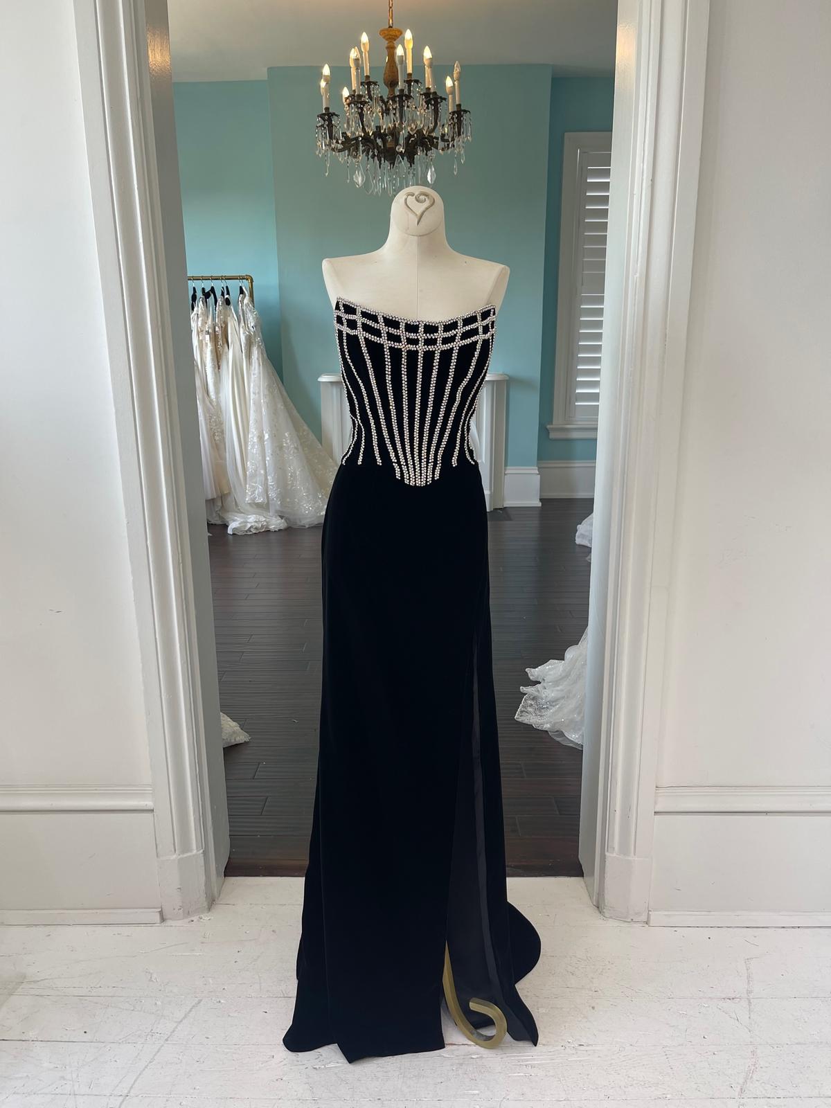 Sherri Hill Couture Black Velvet Pageant Gown 45684