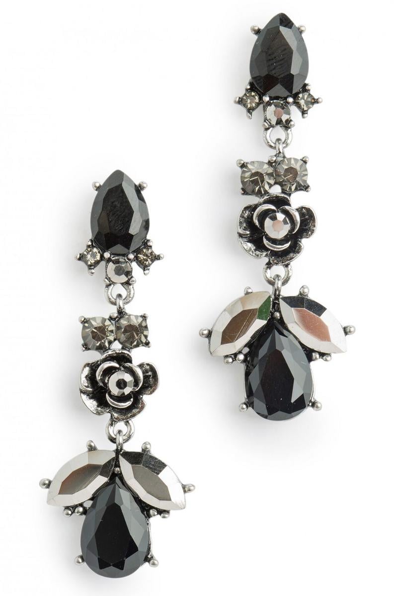 Sherri Hill Crystal Rhinestone Black Earrings