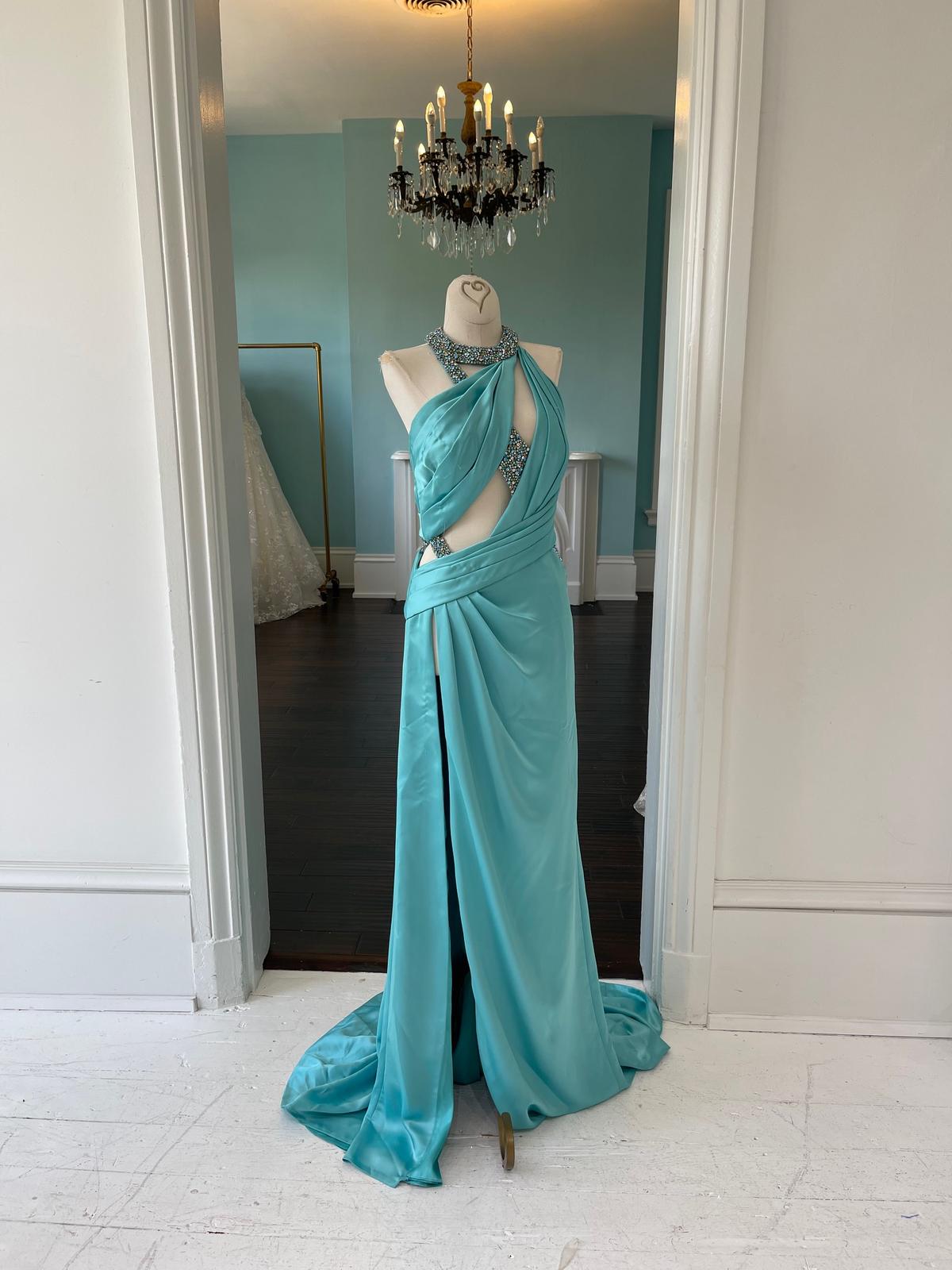 Sherri Hill Couture Aqua Pageant Gown 45215